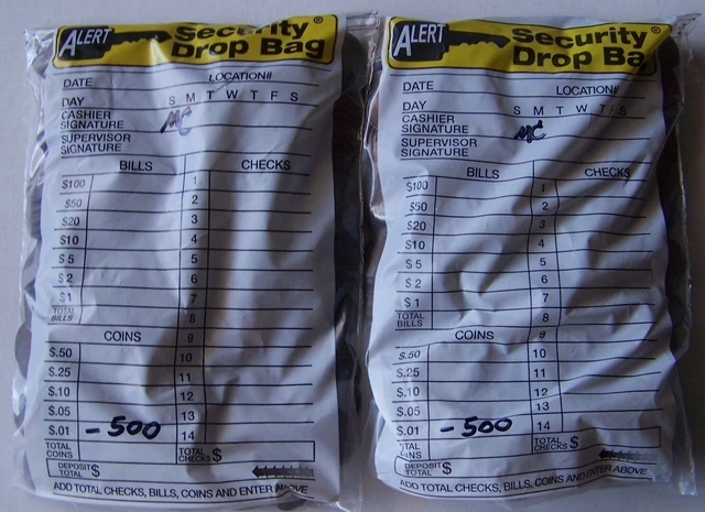 1000 Wheat Pennies Mixed Dates PDS - Sealed Security Bag No. 1156503 & 1156504