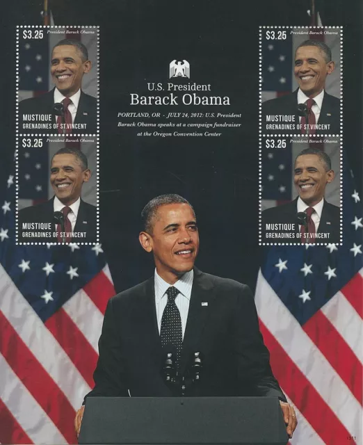 Mustique Gren St Vincent 2013 MNH US President Stamps Barack Obama 4v M/S I