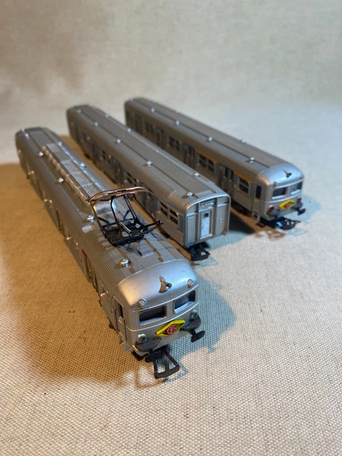 Coffret Train Jouef HJ4042 INOX 3 éléments HO - Occasion Très Bon état