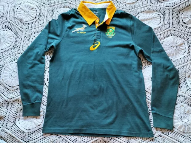 Classic Asics South Africa Springboks Home Rugby Union Shirt Jersey Large New