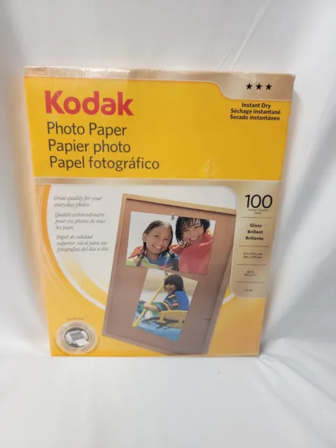 Kodak Photo Paper Gloss Brilliant Instant Dry 8.5" x 11" 100 Sheets NEW SEALED