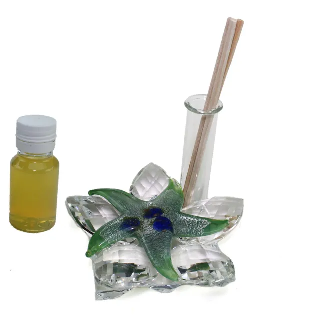 DLM - Diffusore Profumatore Silver con Fiore in Cristallo Bottiglia Profumo  Ambiente