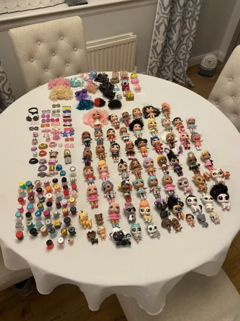 Huge Job Lot Of 62 LOL Surprise Baby Dolls, Accessories, Pets, Bottles, Wigs