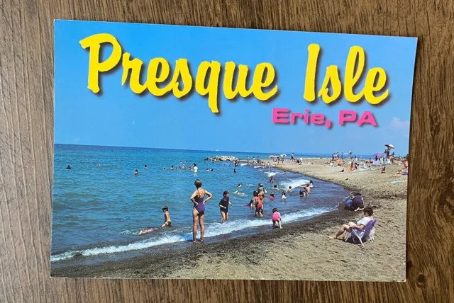 Postcard Pennsylvania Erie PA Presque Isle Beach Lake Erie Scene Vintage Photo
