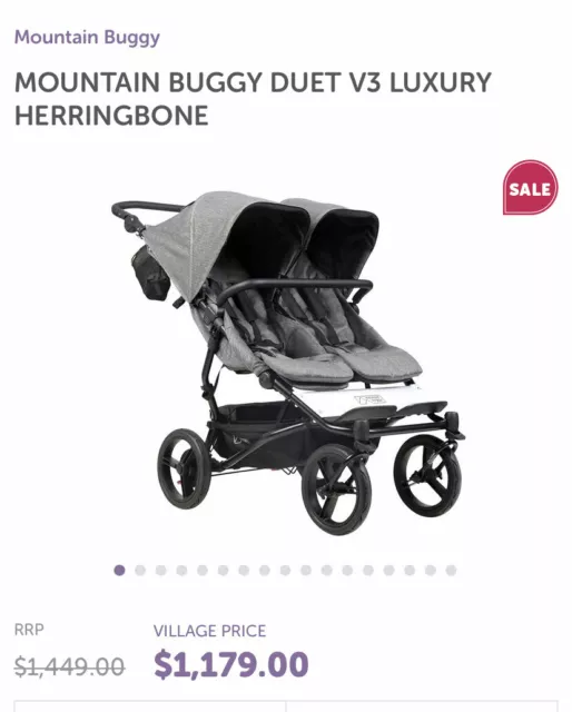 Used Twin Pram. Mountain Buggy with car seats