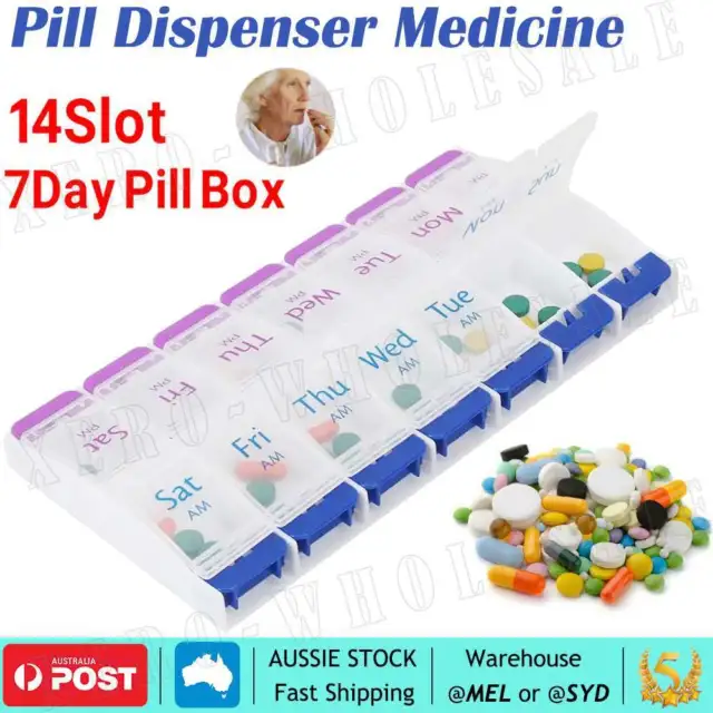 14 Slot 7Day Pill Box Dispenser Medicine AM/PM Medication Organiser Weekly Case