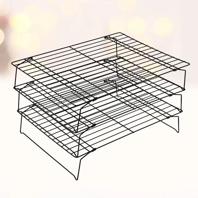 Grille De Refroidissement 3 Niveaux En Inox - Parfaite Pour Biscuits, Gâteaux, Pain - Design Antiadhésif Et Aéré Grille Acier Inoxydable 34x24.5cm