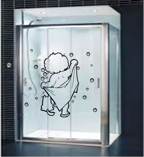 Cute Baby with towel bathroom Shower Screen Vinyl Wall Decal Sticker