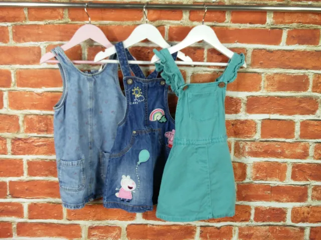 Girls Bundle Age 3-4 Years Next M&S Denim Dress Set Pinafore Pappa Pig 104Cm