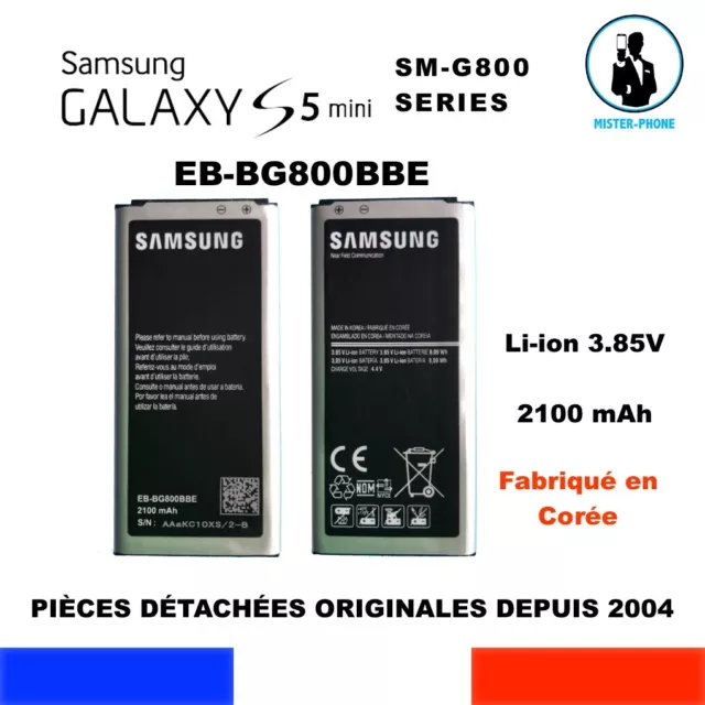 Batterie Origine Samsung Eb-Bg800Bbe Galaxy S5 Mini Sm-G800 Series Original