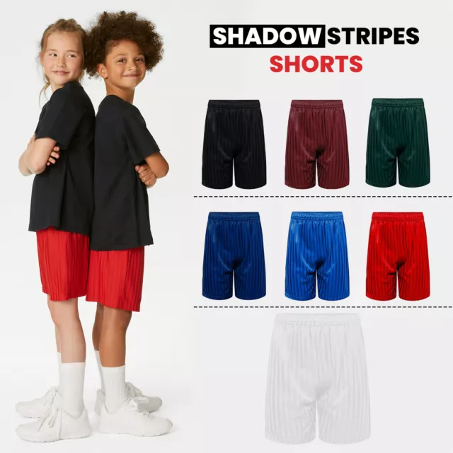 Kids PE Shorts School Boys Girls Sports Football Shadow Stripe For Childrens Gym