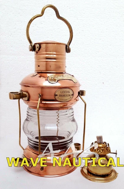 Maritime nautische Schiffslaterne 14" Messing & Kupfer Ankeröllampe Bootslicht