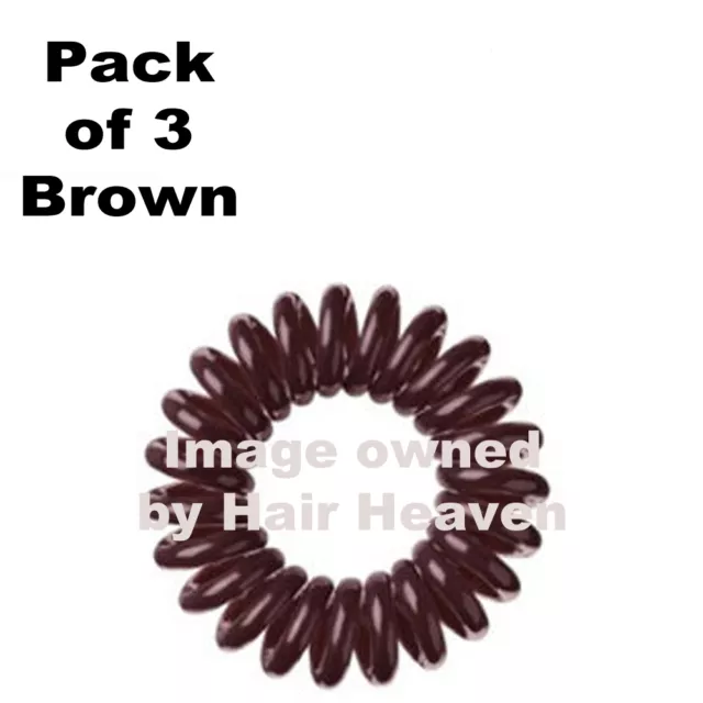 Kodo BROWN Spiral Invisible Snag & Pain Free Bobble Hair Band Pack Of 3