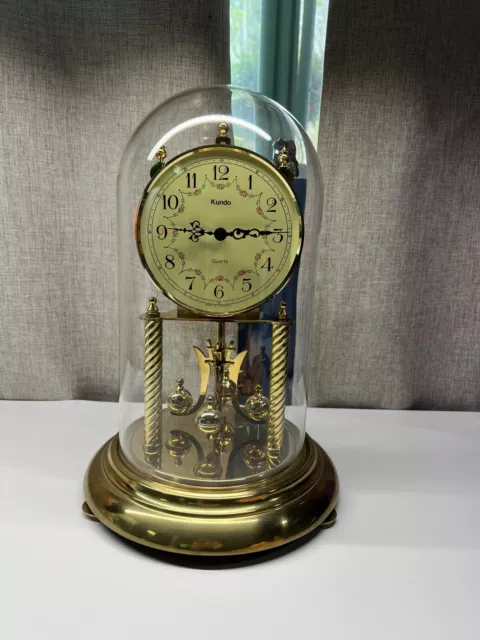 Vintage Kundo Anniversary 400 Day Clock Glass Dome Pendulum Spins German