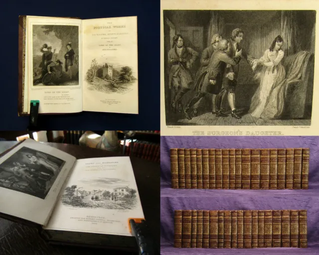 Scott Works. 37 Bde. Novels & Tales u.a. dekorative Einbände illustr. um 1830 mb
