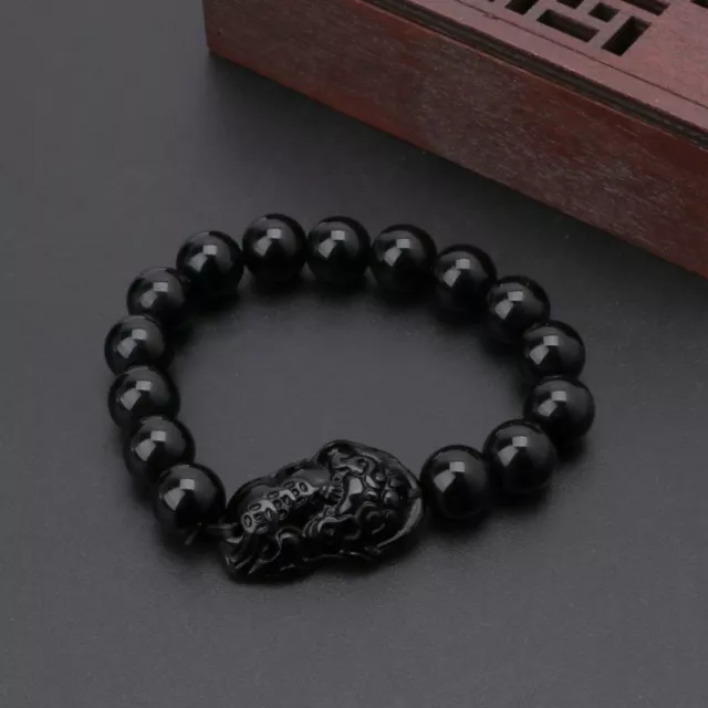 Feng Shui Obsidian Stone Wealth Pi Xiu Bracelet Attract Good Luck and Wealth 3