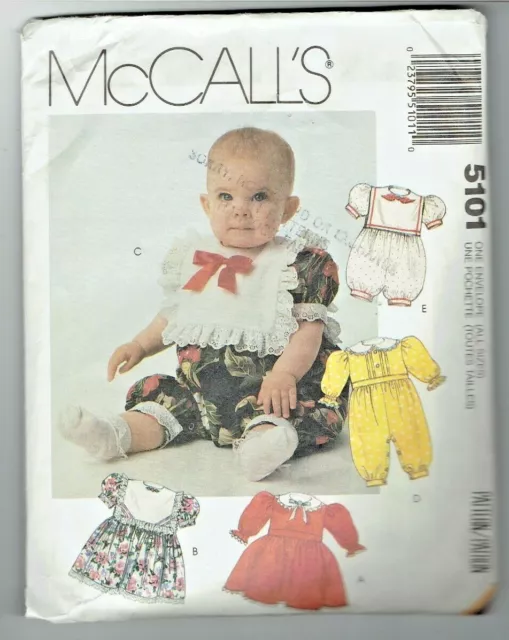 McCalls 5101 Size 0-2 Baby Toddler Unisex Unused Uncut Vintage Pattern Romper