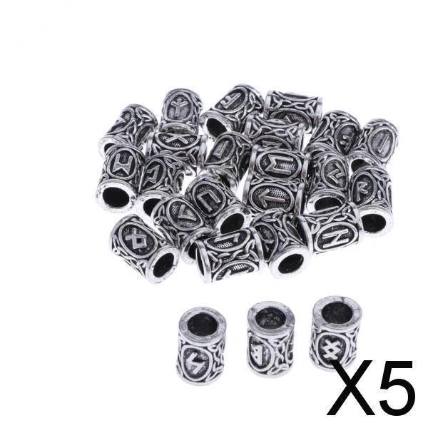 5 x 24 paquets de perles en métal breloques barbe nordique pendentifs