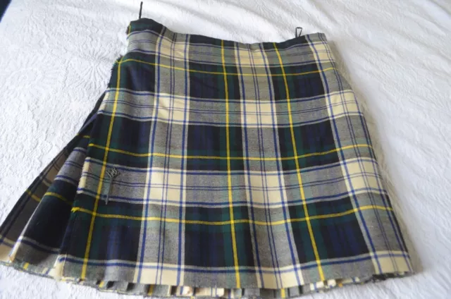 Heavy Vintage Scottish Dress Gordon Tartan Kilt 36-38" x 23" - with Pin