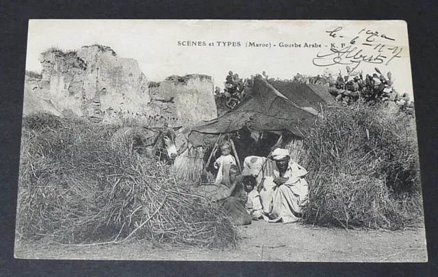 Cpa Carte Postale 1917 Colonie Francaise Maroc Maghreb Afrique Gourbi Arabe