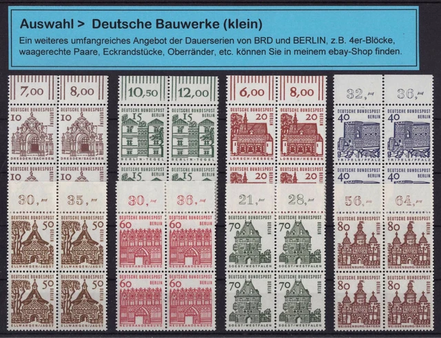 BERLIN Dauerserien Auswahl Deutsche Bauwerke klein 4er-Blöcke OR