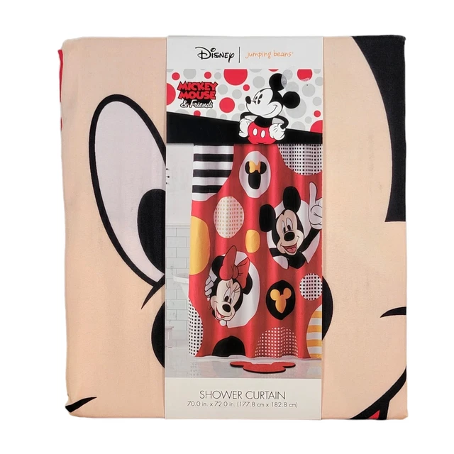 New Disney Mickey & Minnie Mouse Fabric Jumping Beans Shower Curtain 70” x 72”