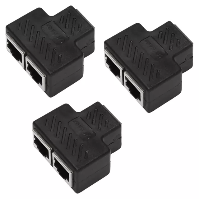 3X 2 Puerto RJ45 Splitter Adaptador LAN Red Extensor Ethernet Conector Plug6289