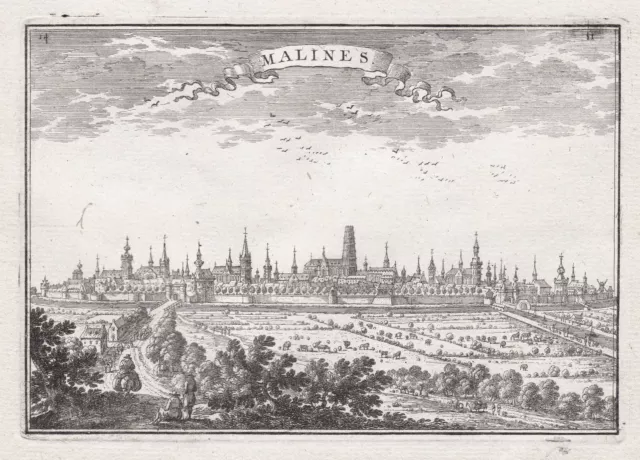 Mechelen Vlaanderen Belgium Engraving Beaulieu 1680