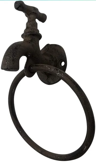 Comfy Hour Antique and Vintage Collection Cast Iron Faucet Solid Towel holder
