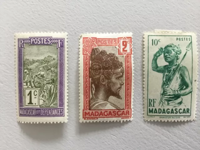 MADAGASCAR Mixed 3 Stamps, pre 1946 mint hinged