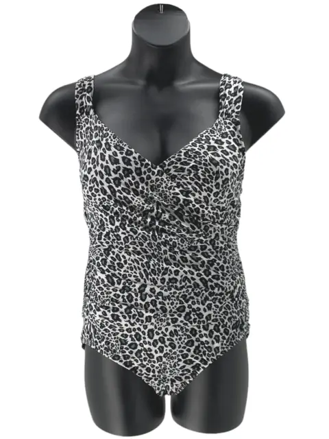 Jantzen Solid Surplice Maillot One- Piece Swimsuit Leopard