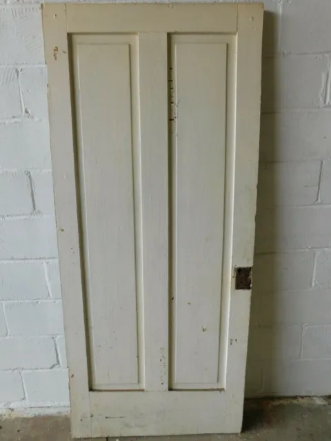 1800's Antique Wood DOOR Interior Two Raised Panel ITALIANATE Style Fir ORNATE 6