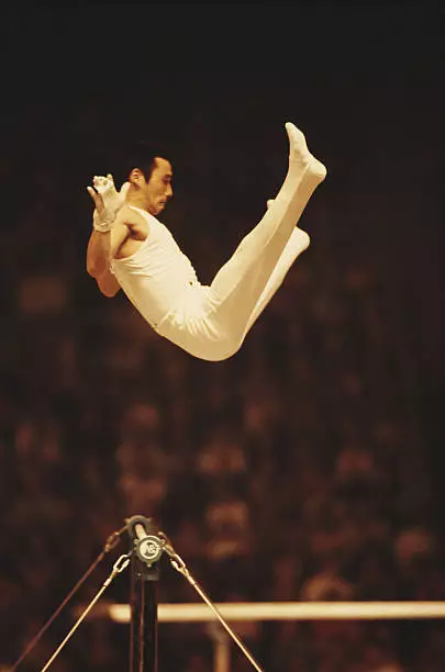 Olympic Gymnastics Mitsuo Tsukahara Of Japan Performs 2 Old Sports Photo