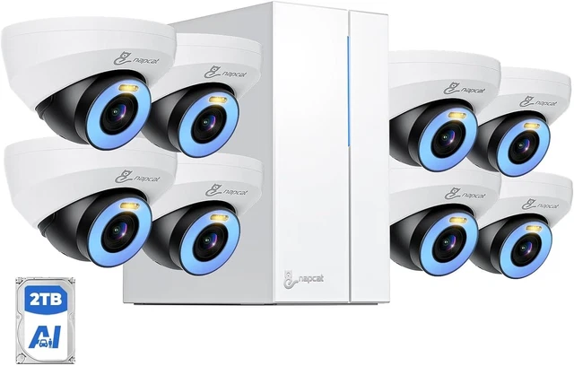 NAPCAT 4K KIT 8 Telecamere Videosorveglianza Esterno PoE NVR 8CH 2TB ...