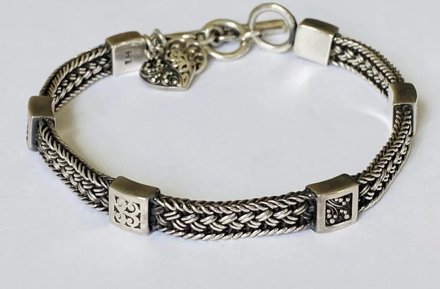 Vintage Sterling Silver Lois Hill Braided Woven Link Chain Toggle Bracelet Heart Vintage Sterling Silver Lois Hill Braided Woven Link Chain Toggle Bracelet Heart
