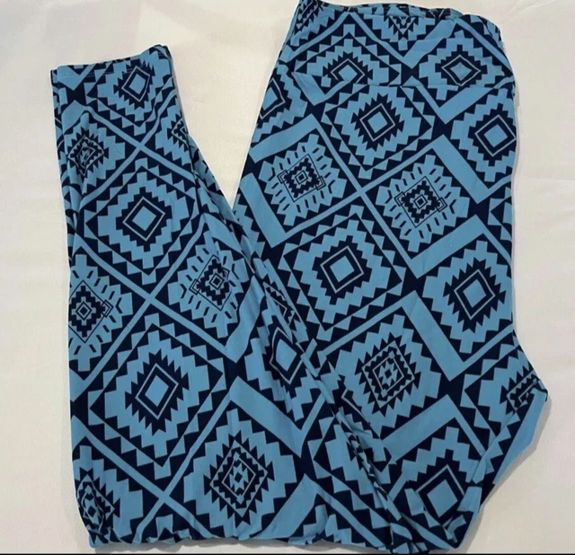 NEW LuLaRoe TC Leggings BLUE Turquoise AZTEC Southwest Western SW Line Diamond