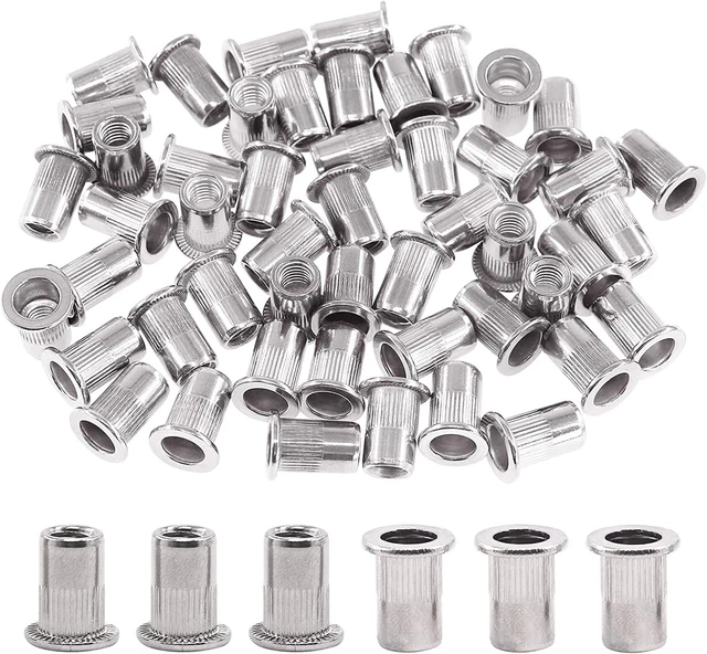 50pcs 1/4''''-20 Rivet Nuts Threaded Insert Nutsert Rivnuts Stainless Steel