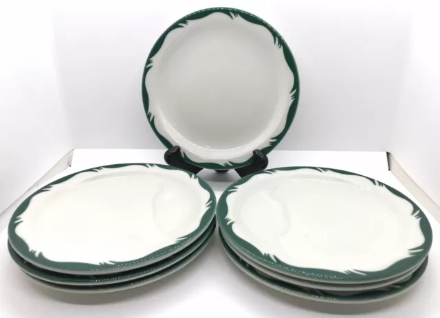 Lot of 7 Vintage Restaurant Ware Caribe Green Wave 6 3/4" Salad Plates