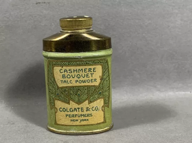 1920 Antique Tin Colgate Cashmere Bouquet Powder Sample Talcum Talc Vintage Tiny