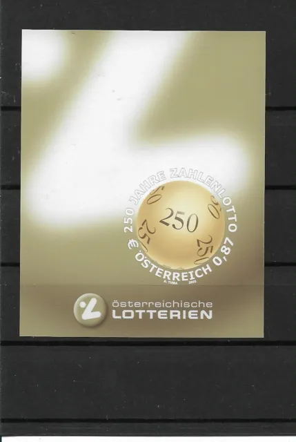 Österreich 2002 250 Jahre Zahlenlotto Buntdruck Block  **