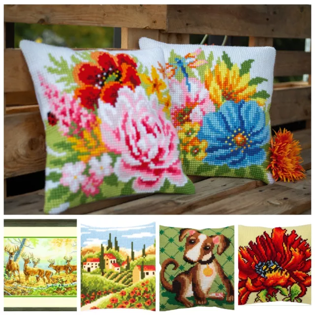 Vervaco Cross Stitch Kits Cushion Wall Frame Colourful Flowers Poppy Summers End