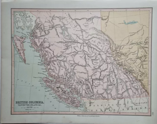 1878 Antique Map British Columbia Vancouver Island Queen Charlotte Banks