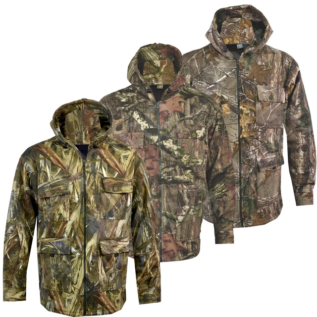Mens Jungle Camouflage Army Thick Fleece Lined Coat Jacket Fishing Hunting M-XXL