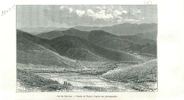 Col du Déo-Van au Tonkin Tongkin Tong-king Viêt Nam Asie Indochine GRAVURE 1890