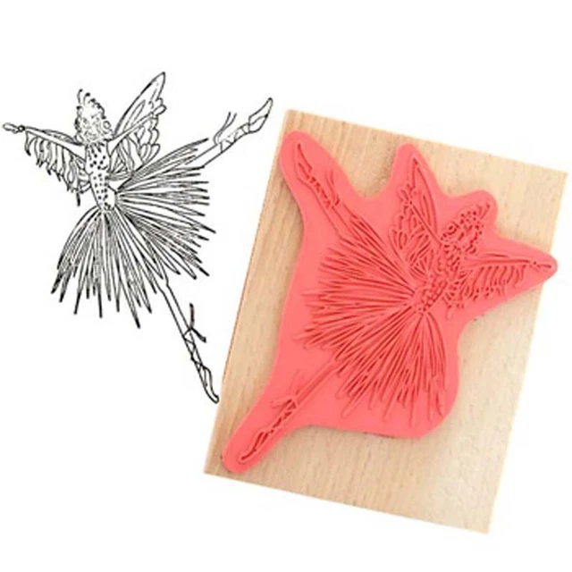 Create & Craft STYLISED FAIRY Rubber Ink Stamp on Beech Block - Free UK P&P (1)
