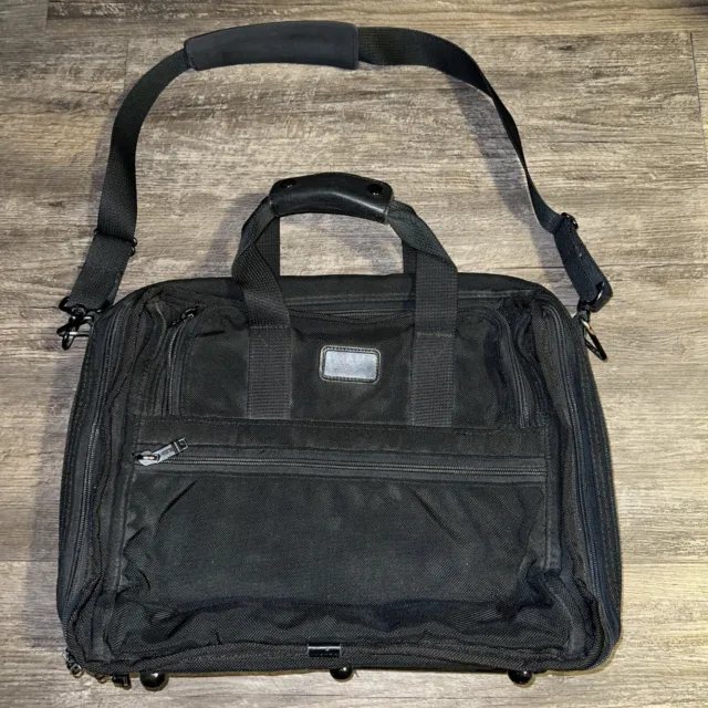 TUMI BLACK NYLON Expandable Laptop Carry On Travel Briefcase Case Bag 2661D3