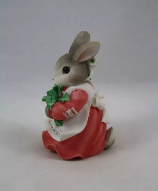 Enesco My Blushing Bunnies Have A Berry Happy Holly Day Rabbit Figurine 2