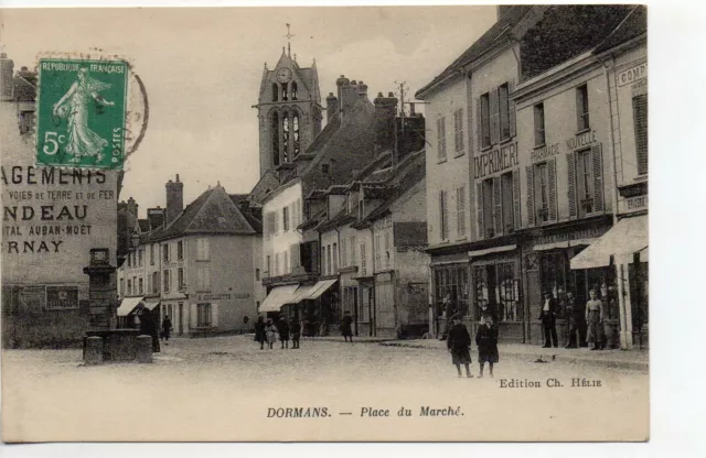 DORMANS - Marne - CPA 51 - marketplace - pharmacy and shops