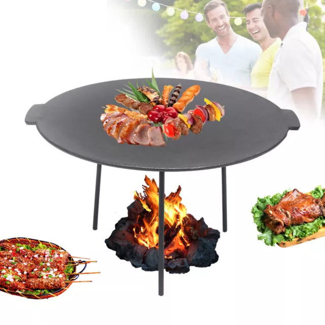 Gusseisen Grillpfanne, 3 Beinen Grillplatte Gusseisen BBQ, Rund BBQ Pfannen