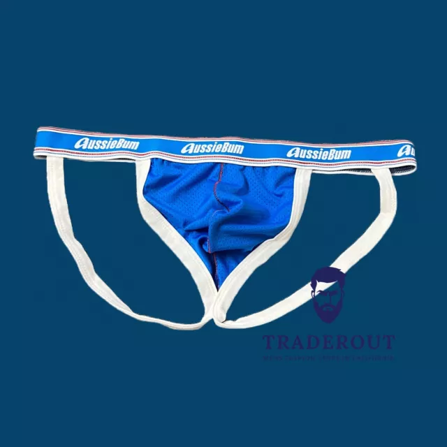 AussieBum Men blue trident Mesh jock strap jockstraps underwear size M L XL